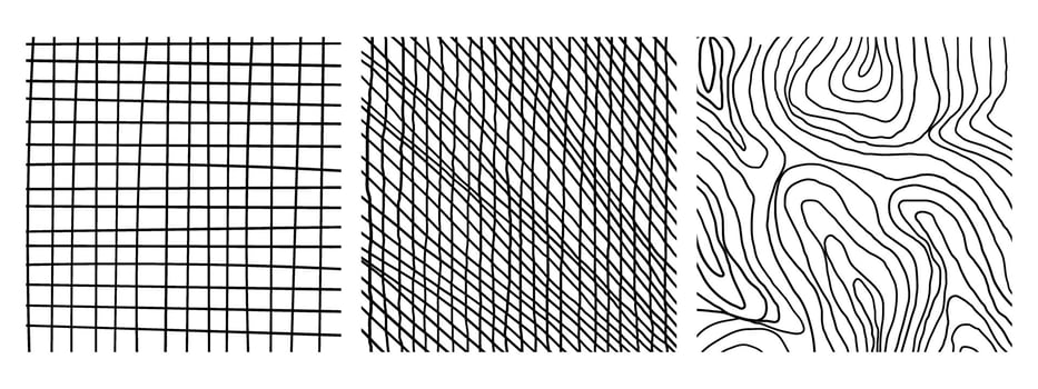 Line texture set with different hand drawn patterns. Trendy illustration vector