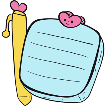 The illustration of a notebook and pen png