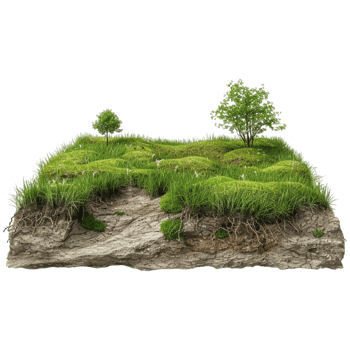 AI generated 3D Rendering of a Clay Ground With Grass On it on Transparent Background - Ai Generated png