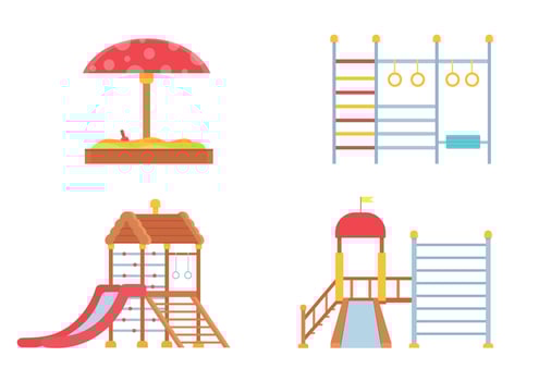 Playground equipment for kids entertainment, slide and ladder vector
