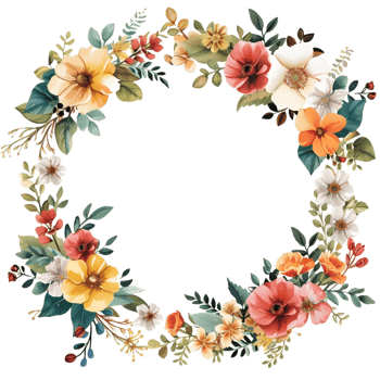 AI generated Boho round floral frame sticker style on transparent background - Ai generated png