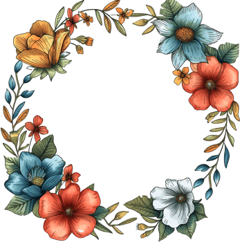 AI generated Boho round floral frame sticker style on transparent background - Ai generated png