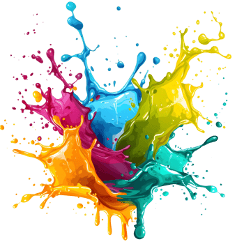 AI generated Colorful paint splashes on transparent background - Ai generated png