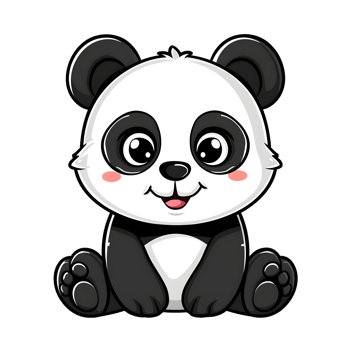 AI generated Cute panda with hearts sticker style on transparent background - Ai generated png