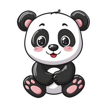 AI generated Cute panda with hearts sticker style on transparent background - Ai generated png