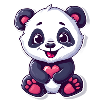 AI generated Cute panda with hearts sticker style on transparent background - Ai generated png