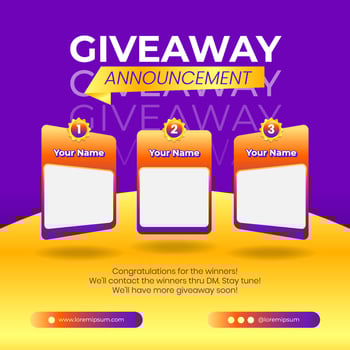 Giveaway winner announcement social media post banner design template vector