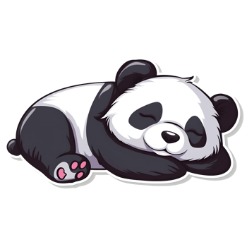 AI generated Sleeping little Panda sticker style transparent background - Ai Generated png