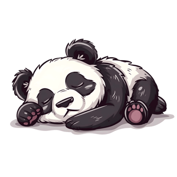 AI generated Sleeping little Panda sticker style transparent background - Ai Generated png