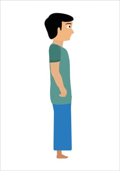 Indian village man side view character illustration for animation vector