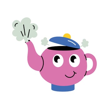 Trendy Cute Kettle vector