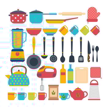 Kitchen appliances. Cooking tools and kitchenware equipment vector