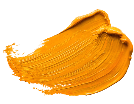 Yellow acrylic paint stroke and splash brush png