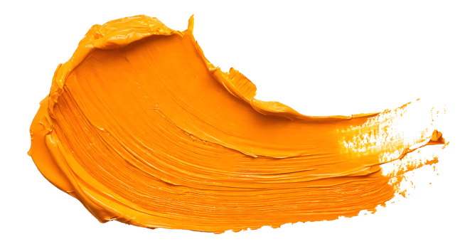Yellow acrylic paint stroke and splash brush png