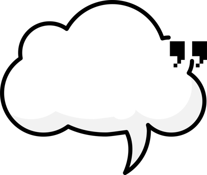Black and white speech bubble balloon with quotation marks, icon sticker memo keyword planner text box banner, flat png transparent element design