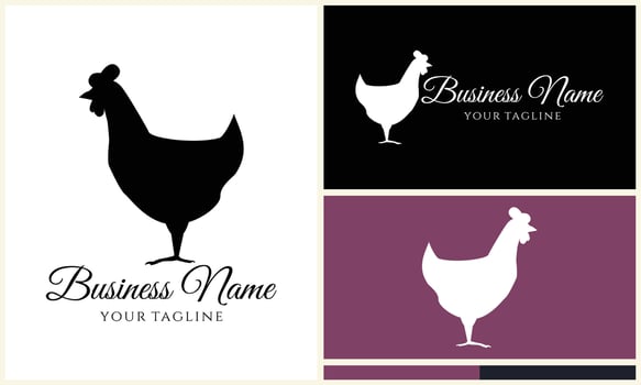 chicken hen rooster logo template vector