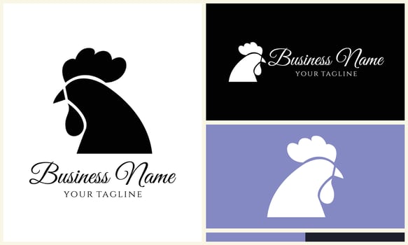 chicken hen rooster logo template vector