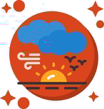 Sunset Tailed Color Icon vector
