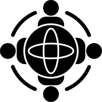 Globe with people symbolizing global opportunities Glyph Icon vector