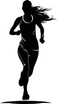 AI generated Silhouette woman running for sport black color only vector
