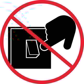 Do Not Turn On Electric Switch Prohibition Sign Symbol vector