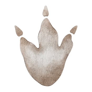 Dinosaur footprint. Isolated hand drawn watercolor illustration. A clipart of Animal trace for children's invitation cards, parties, baby shower, decoration of kid's rooms vector