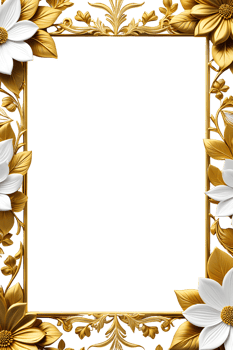 AI generated luxury gold flower frame border png transparent background