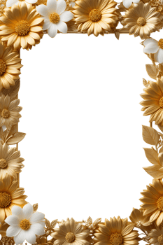 AI generated luxury gold flower frame border png transparent background