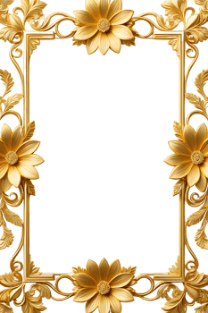AI generated luxury gold flower frame border png transparent background