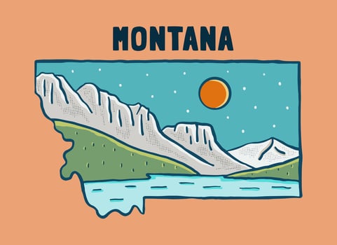Glacier National Park in Montana vintage vector illustration for t shirt badge sticker design