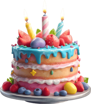 AI generated birthday cake with candles on it png