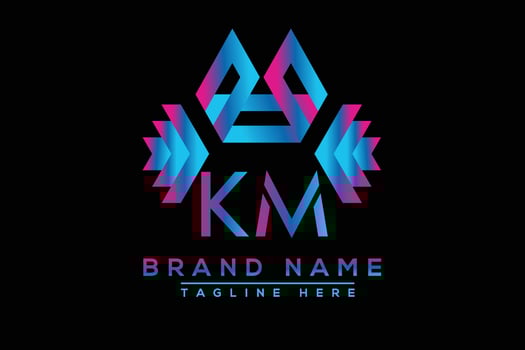 KM letter logo design. Vector logo design for business.