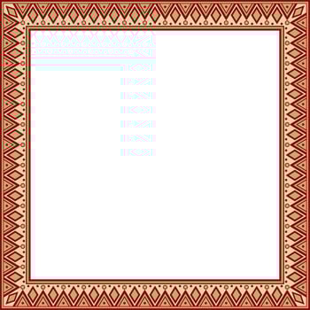 Vector gold with red square national Indian patterns. National ethnic ornaments, borders, frames. colored decorations of the peoples of South America, Maya, Inca, Aztecs