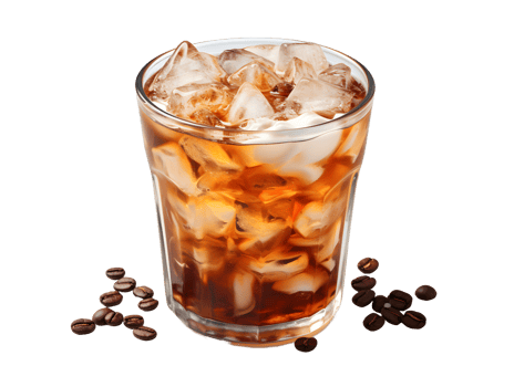 AI generated Iced Coffee with Ice Cubes on Top Isolated on Transparent Background. Refreshing Drink with Clean Background. Generative Ai png