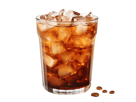 AI generated Iced Coffee with Ice Cubes on Top Isolated on Transparent Background. Refreshing Drink with Clean Background. Generative Ai png