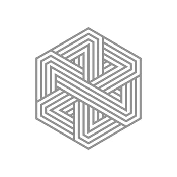 Modern monogram, emblem, logo. Hexagon, cube of the parallel stripes. vector