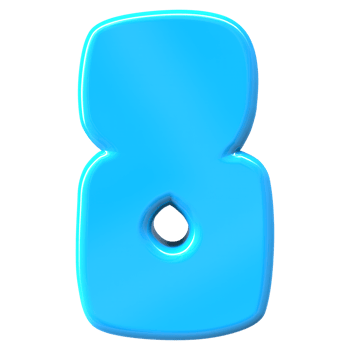Blue Number 8 3D Render png