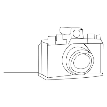 Continuous single line camera one line art drawing illustration art on camera vector