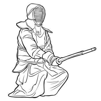 Kendo Practitioner in Traditional Gear sit png