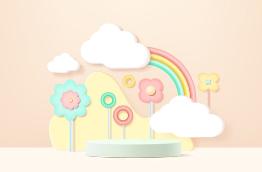 Vector background with cute design. Geometric pastel color background, design for product display, podium 3d render.