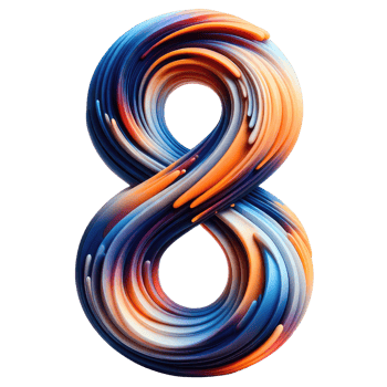 AI generated Colorful Abstract Swirl Number Eight Design png