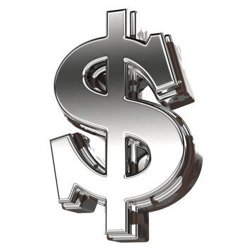 Silver Number Symbol Dollar 3d png