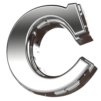 Silver Letter C 3d Rendering png