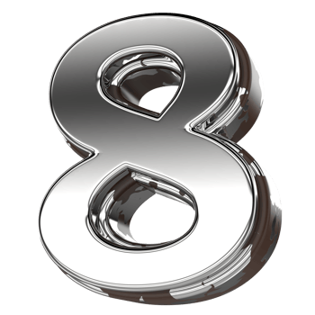 Silver Number 8 3d png