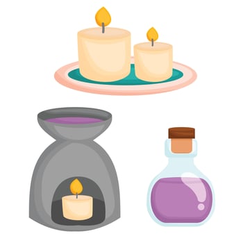 Aromatherapy Relax Candle Treatment Cartoon Illustration Vector Clipart Sticker