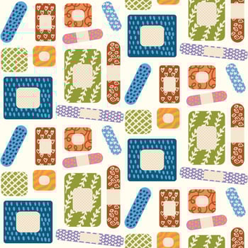 Adhesive bandage pattern. Seamless print of medical tape for emergency treatment, healthcare care and recovery. Vector flat texture