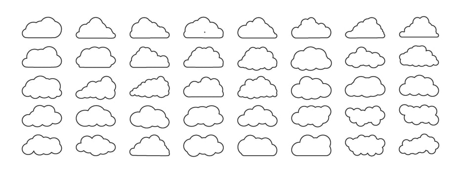 Collection of cloud icons, shapes, stickers. Set of Clouds, symbol for your website design, logo. Vector graphic element