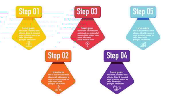 Infographic template for business information presentation. Vector  geometry and icon elements. Modern workflow diagrams. Report plan 5 topics