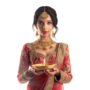 AI generated Indian woman with Diwali candlelight png