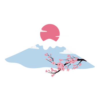 Spring Sakura and Mount Fuji illustration png